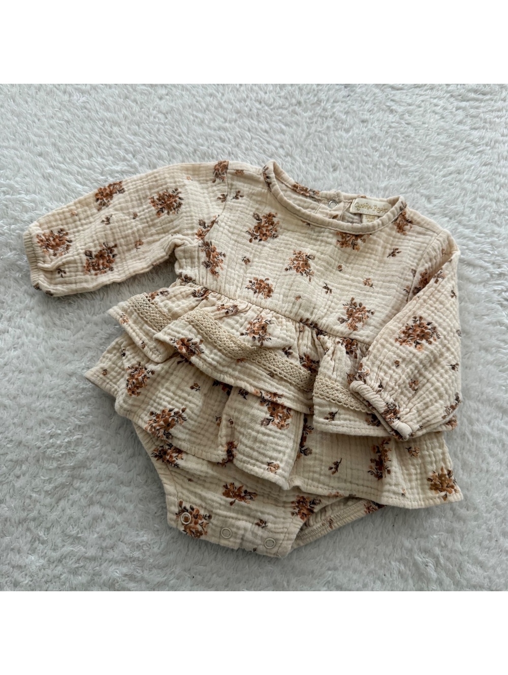 3-6m Muslin Floral Ruffle Skirted Romper